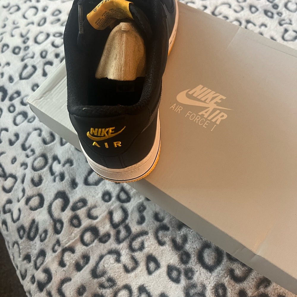 Nike Black and Yellow Air Force 1 Sneakers - Picture 3 of 7